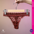 Valene Stretchable Lacy Thong - Maroon